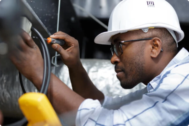 An engineer fixing charger